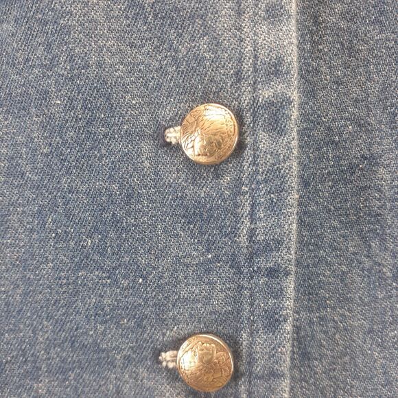 Luskeys Ryon’s Vintage Denim Vest Studded Concho Button USA Western Cowgirl Sz L - Picture 5 of 8